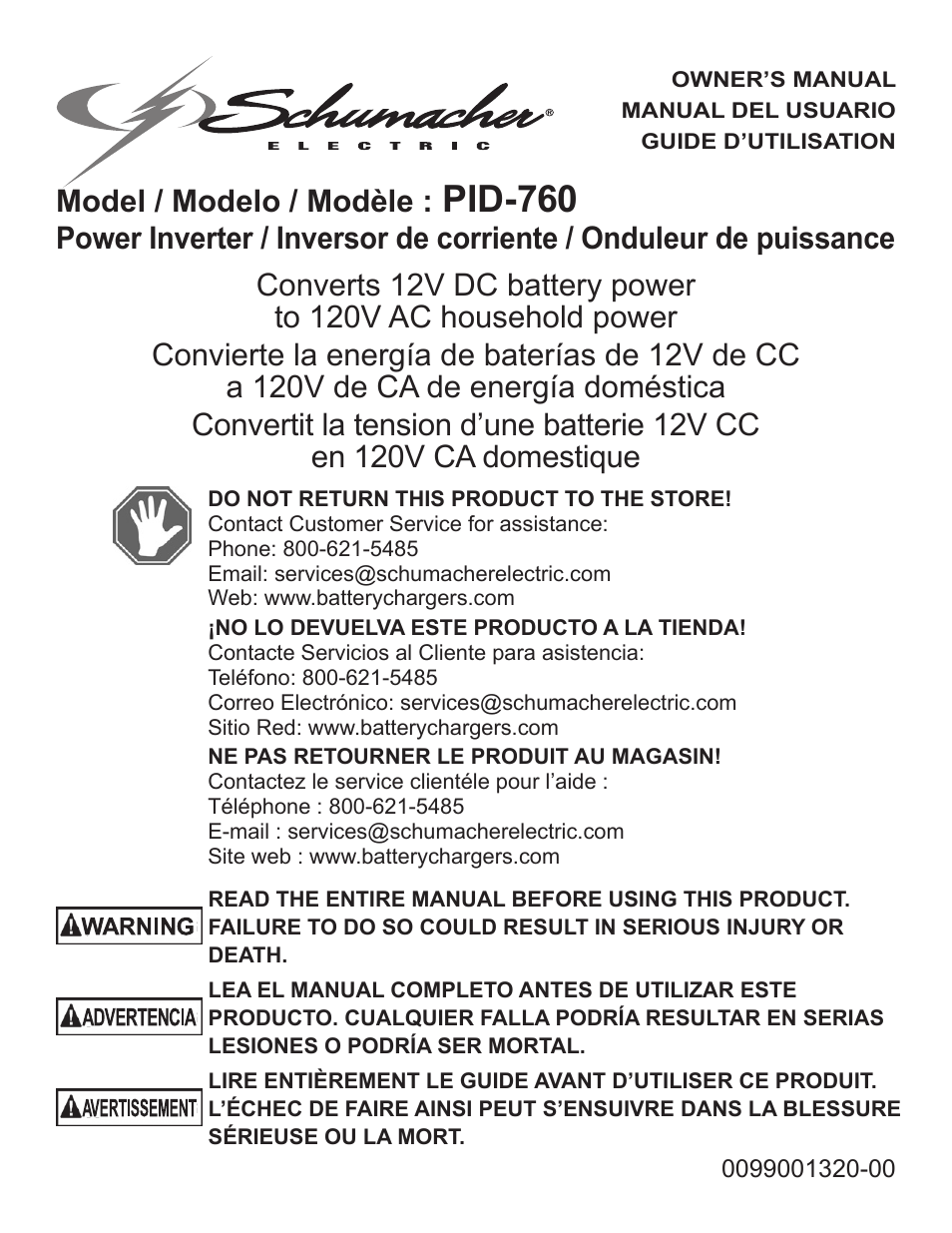 Schumacher Power Inverter PID-760 User Manual | 36 pages