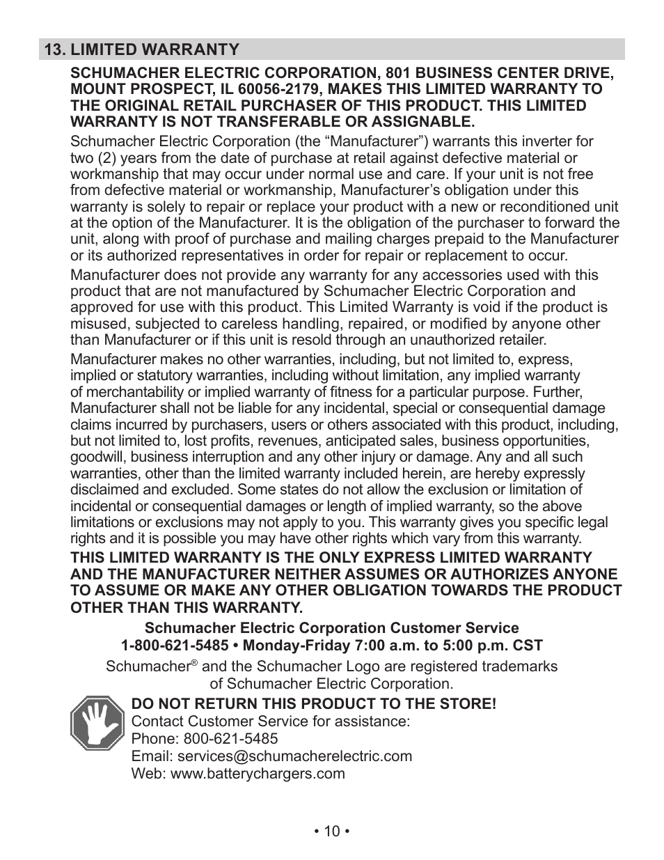 Schumacher Power Inverter PID-760 User Manual | Page 10 / 36