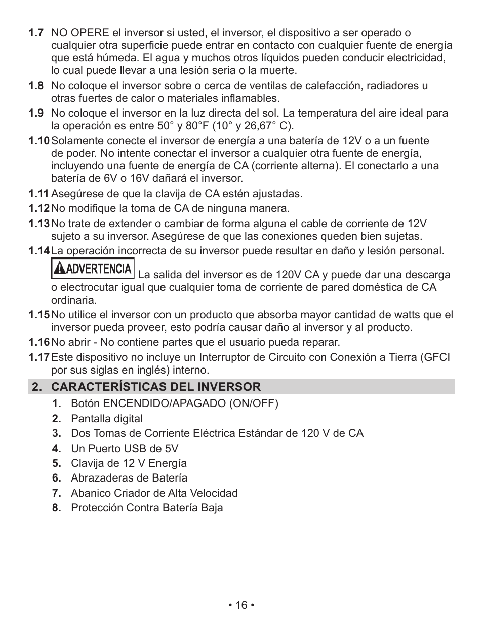 Schumacher Power Inverter PID-760 User Manual | Page 16 / 36