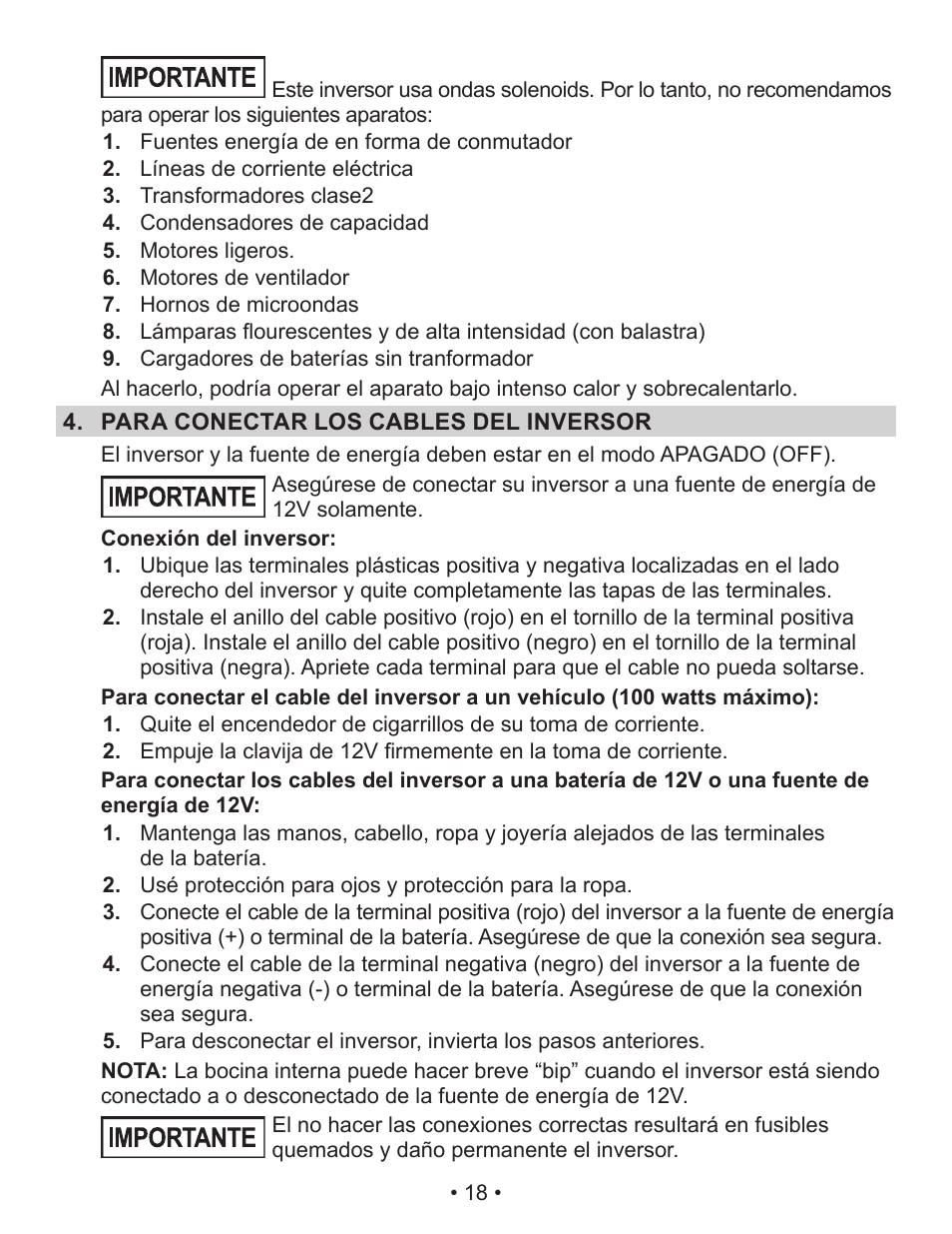 Schumacher Power Inverter PID-760 User Manual | Page 18 / 36