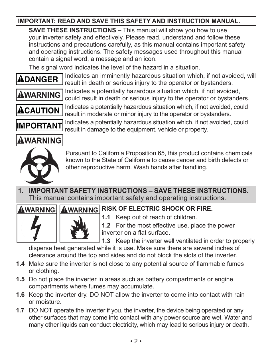 Schumacher Power Inverter PID-760 User Manual | Page 2 / 36