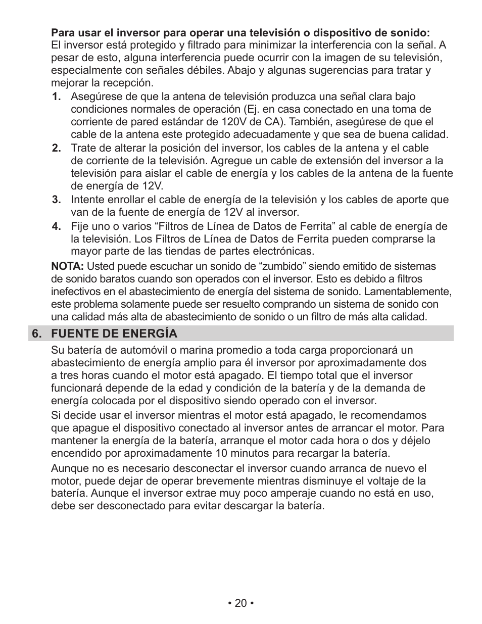 Schumacher Power Inverter PID-760 User Manual | Page 20 / 36