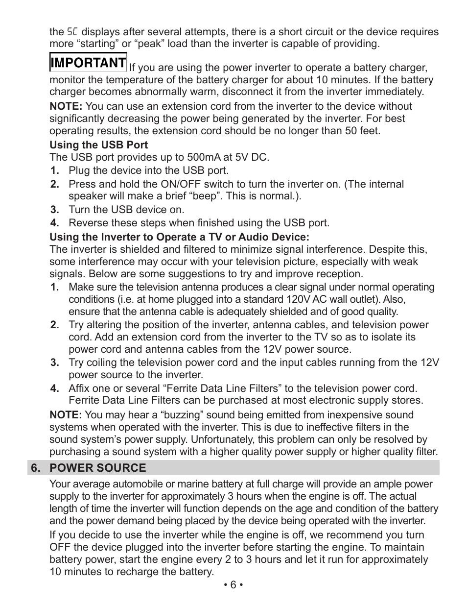 Schumacher Power Inverter PID-760 User Manual | Page 6 / 36