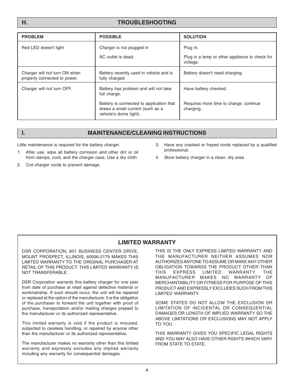 Limited warranty | Schumacher PSC-2516A User Manual | Page 4 / 4