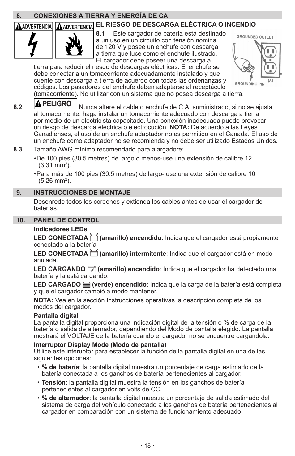 Peligro | Schumacher Automatic SC-8010A User Manual | Page 19 / 26