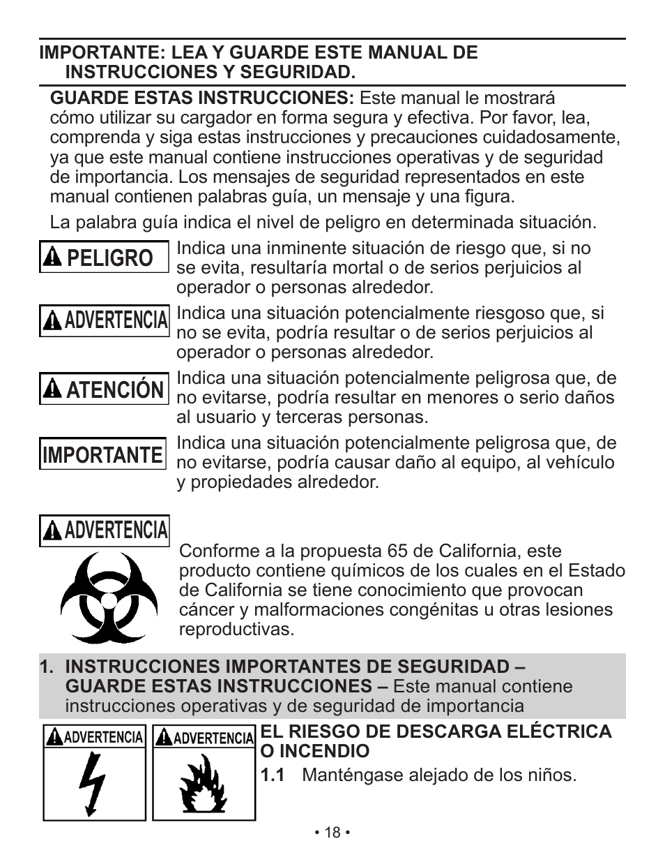 Advertencia, Peligro, Atención | Importante | Schumacher Automatic XM1-5 User Manual | Page 19 / 35