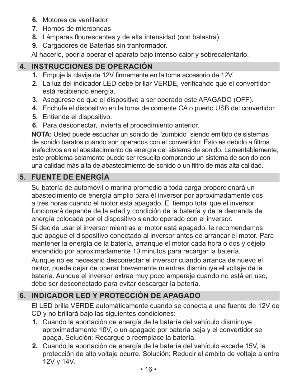 Schumacher Power Inverter PI-140 User Manual | Page 16 / 27