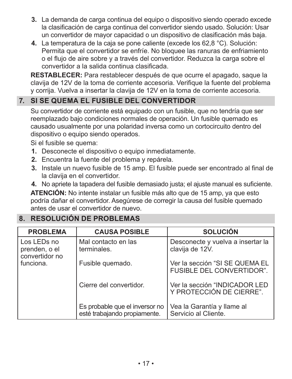 Schumacher Power Inverter PI-140 User Manual | Page 17 / 27