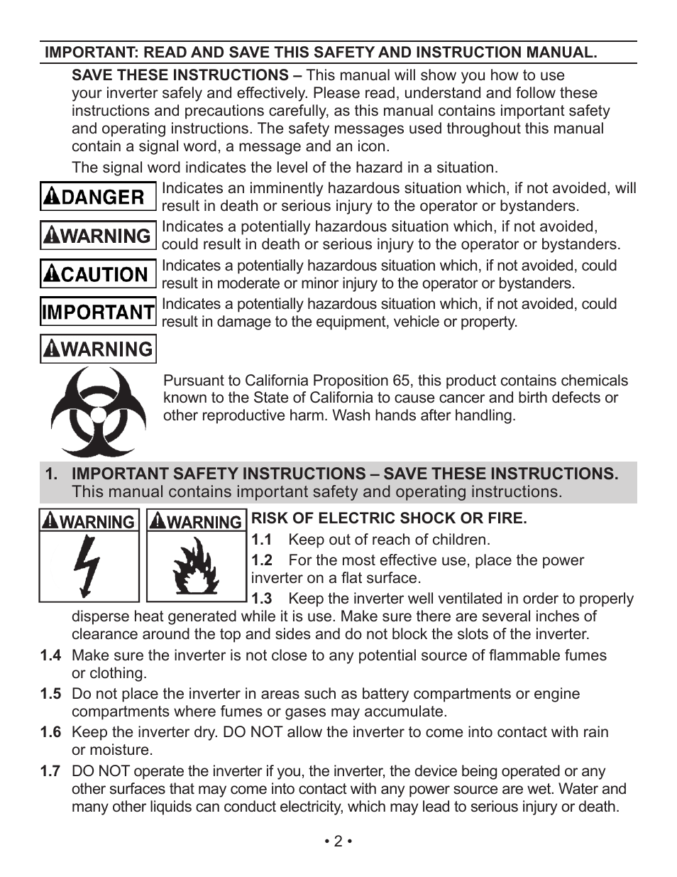 Schumacher Power Inverter PI-140 User Manual | Page 2 / 27