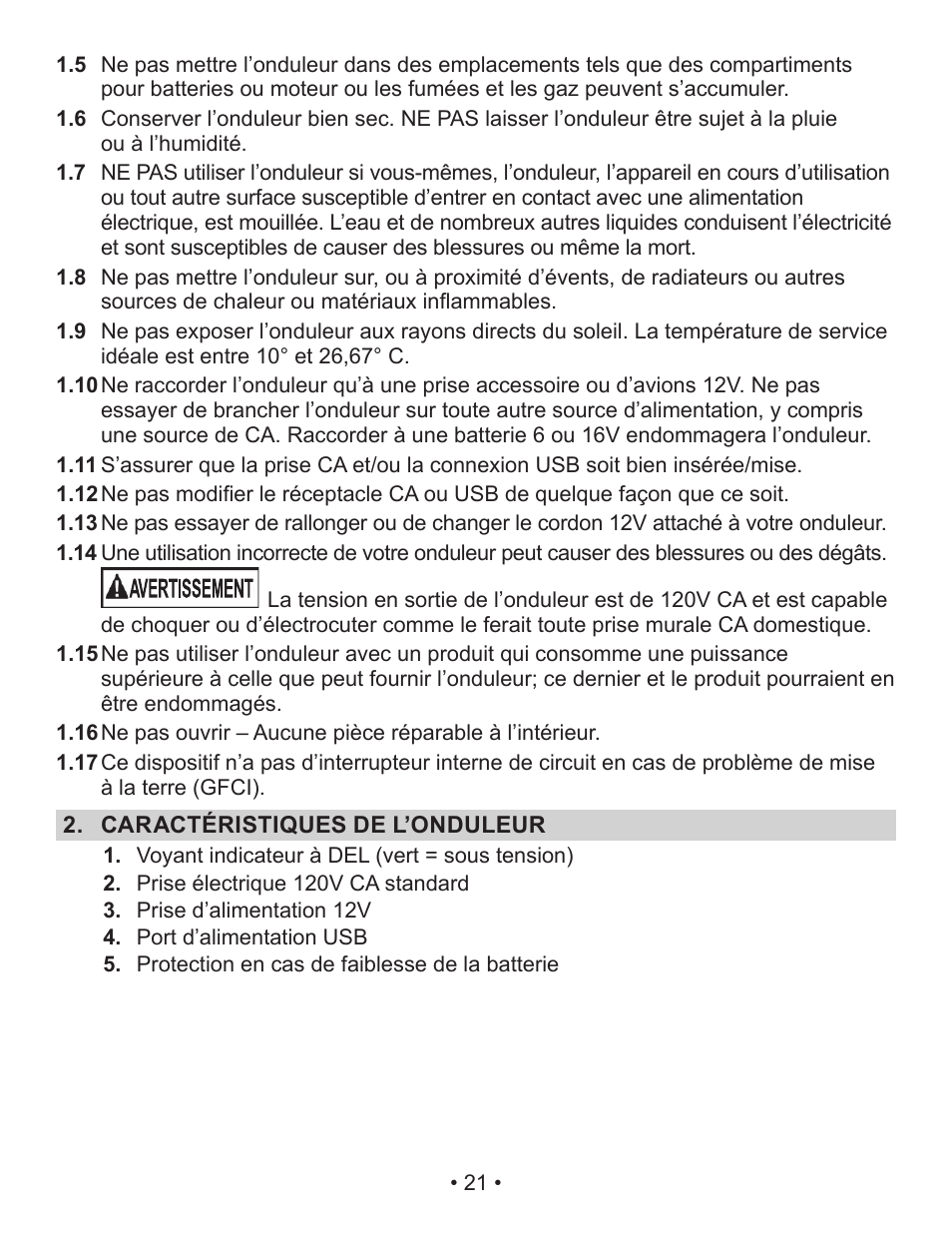 Schumacher Power Inverter PI-140 User Manual | Page 21 / 27