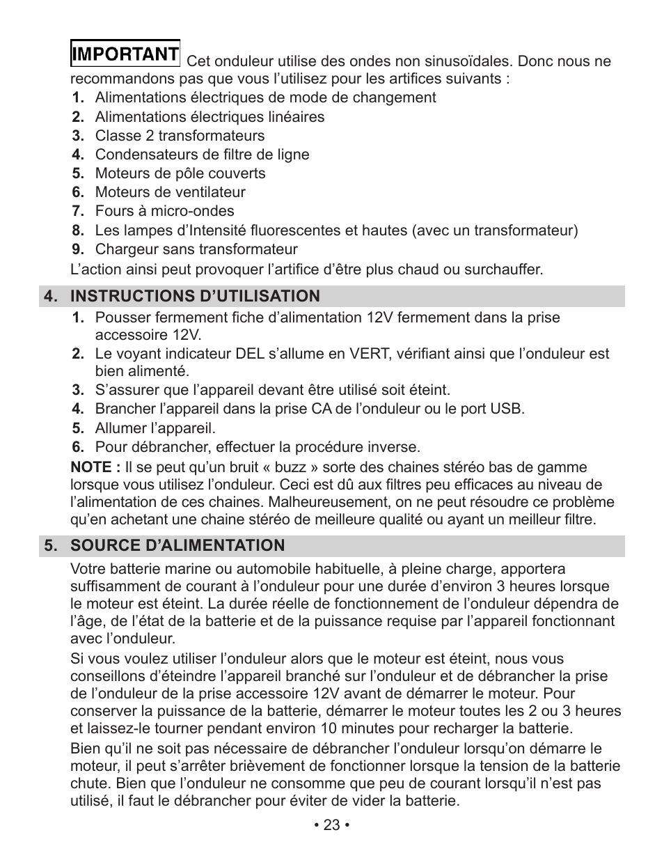 Schumacher Power Inverter PI-140 User Manual | Page 23 / 27