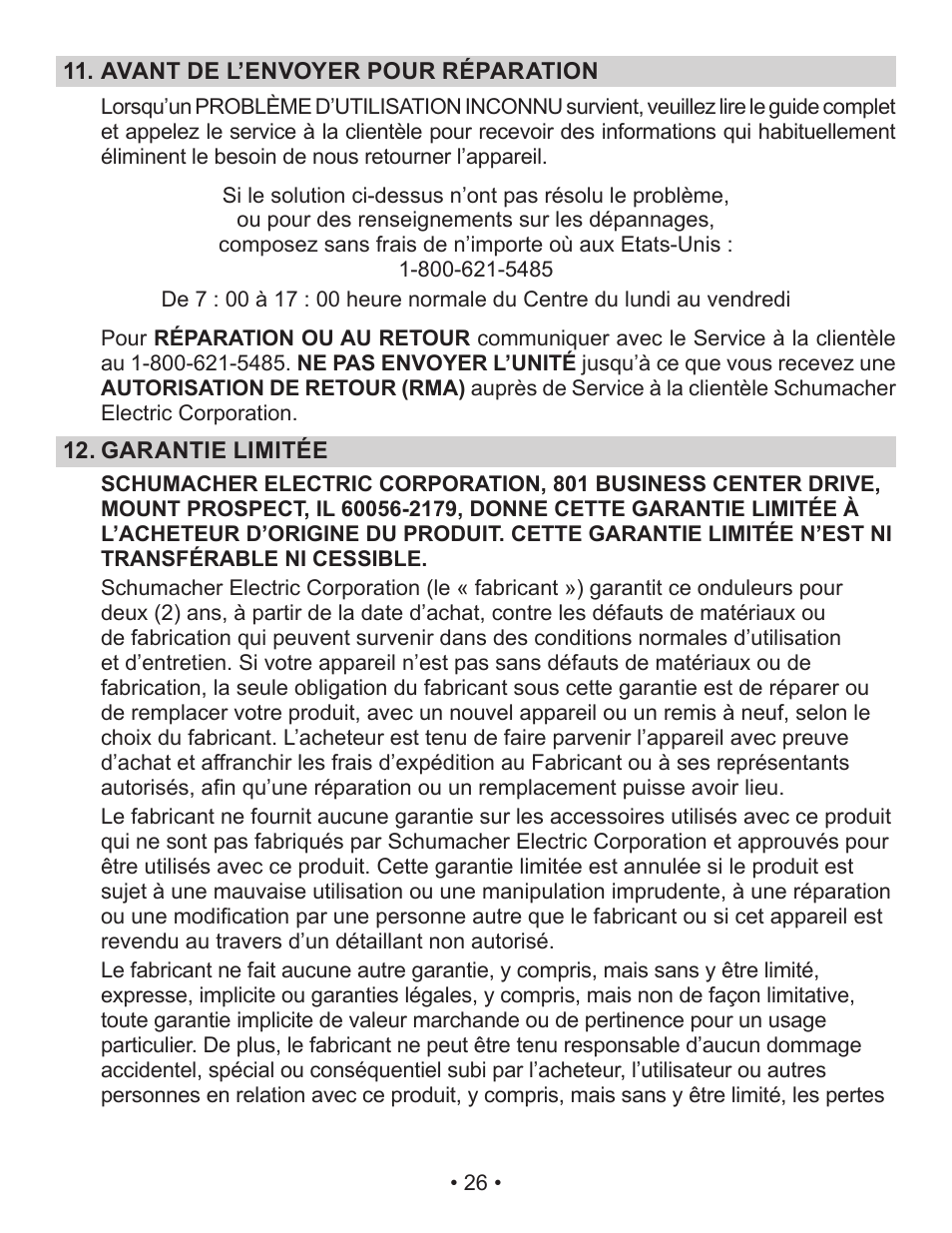 Schumacher Power Inverter PI-140 User Manual | Page 26 / 27