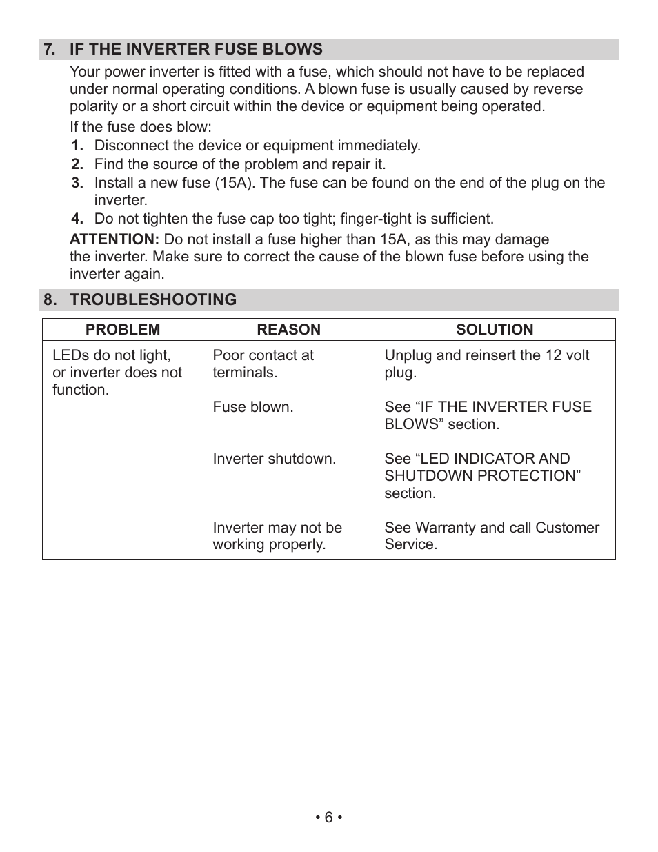 Schumacher Power Inverter PI-140 User Manual | Page 6 / 27