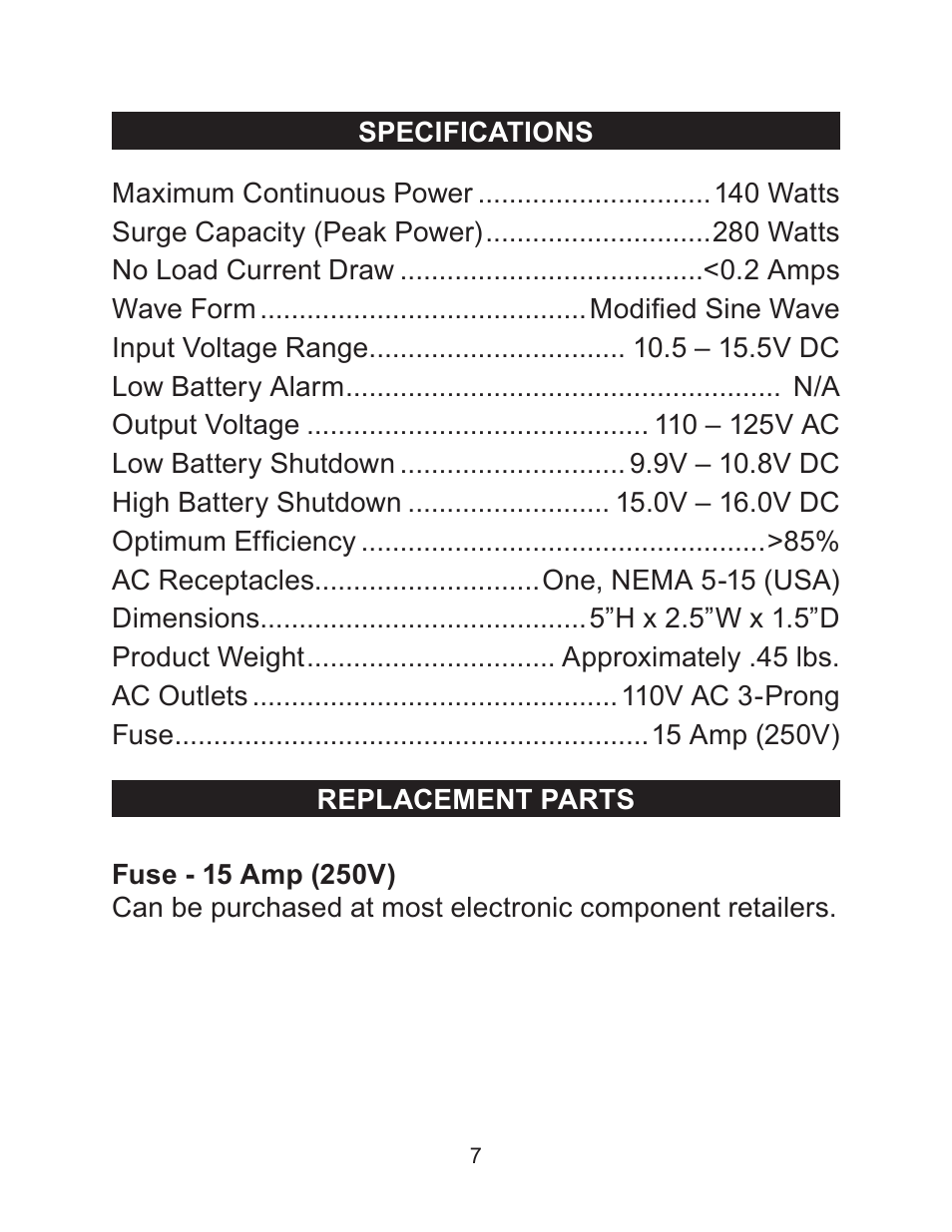 Schumacher PI-140 User Manual | Page 7 / 8