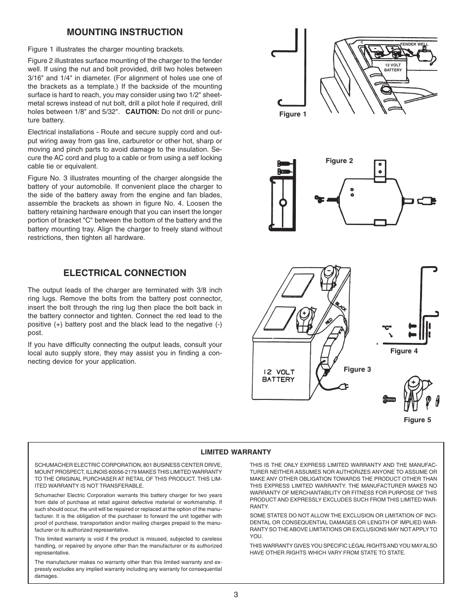 Mounting instruction, Electrical connection | Schumacher SE-1-12S User Manual | Page 3 / 4