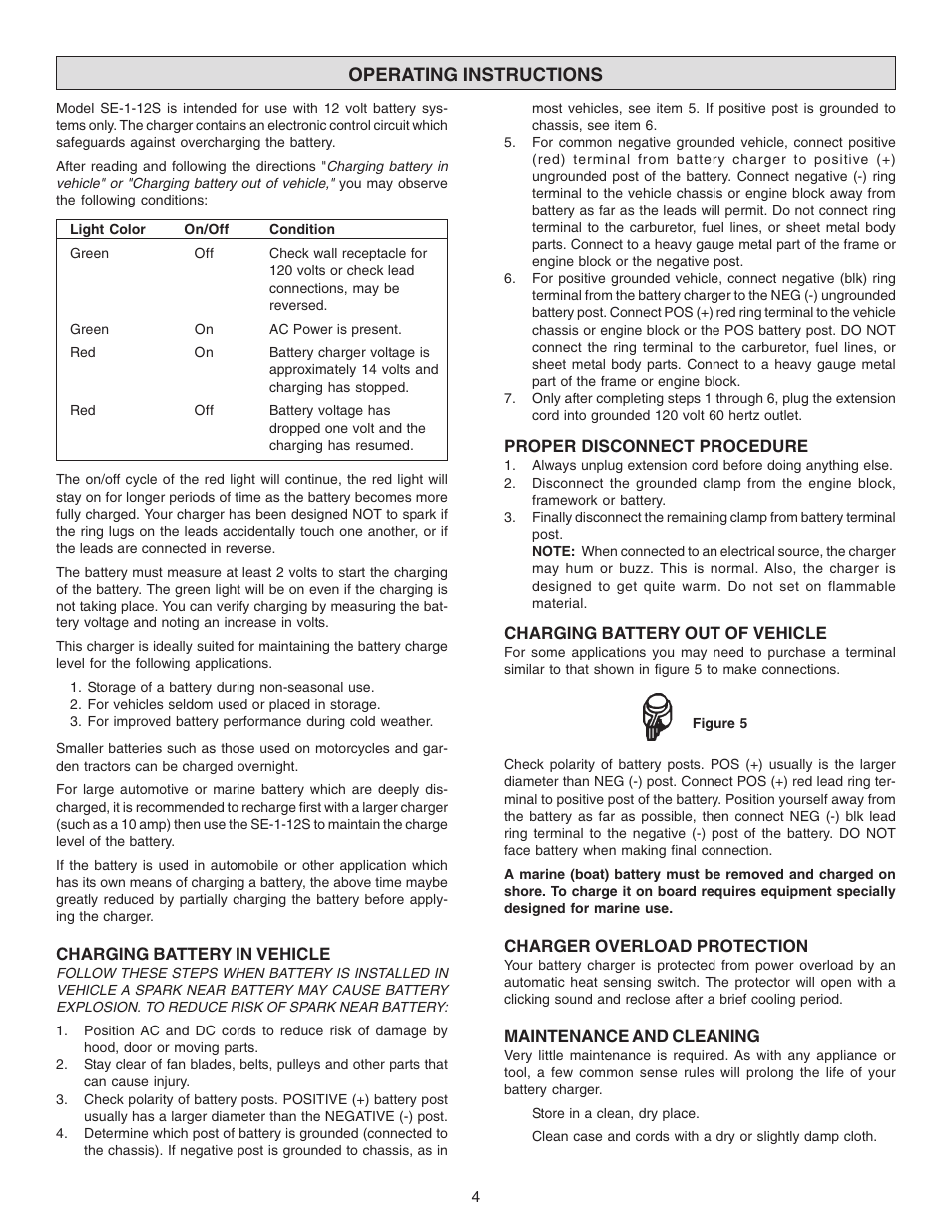 Operating instructions | Schumacher SE-1-12S User Manual | Page 4 / 4