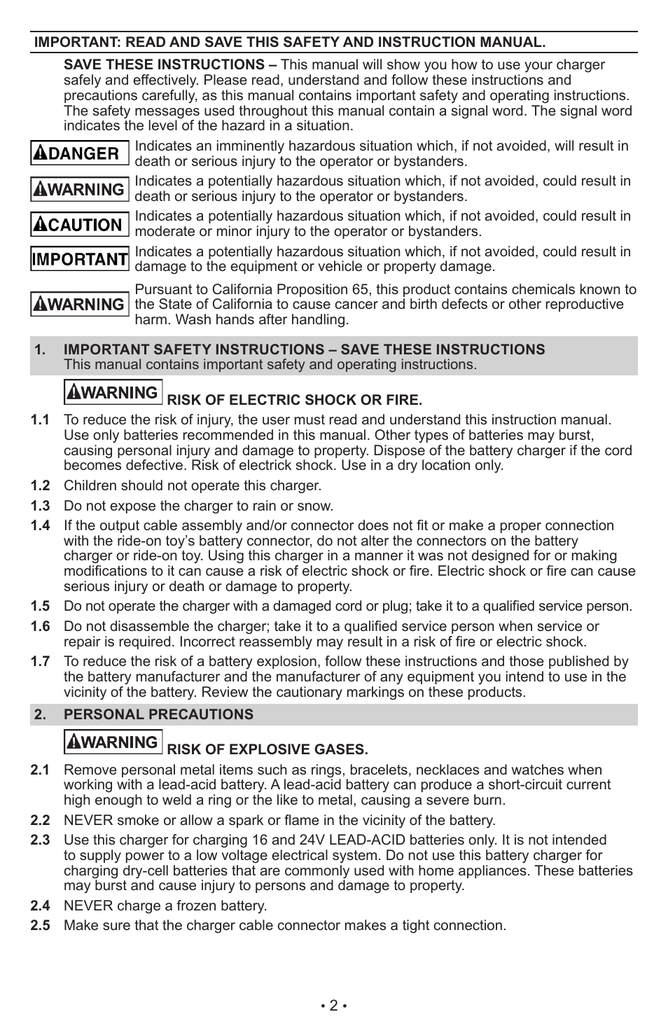 Schumacher Automatic CR2 User Manual | Page 2 / 14