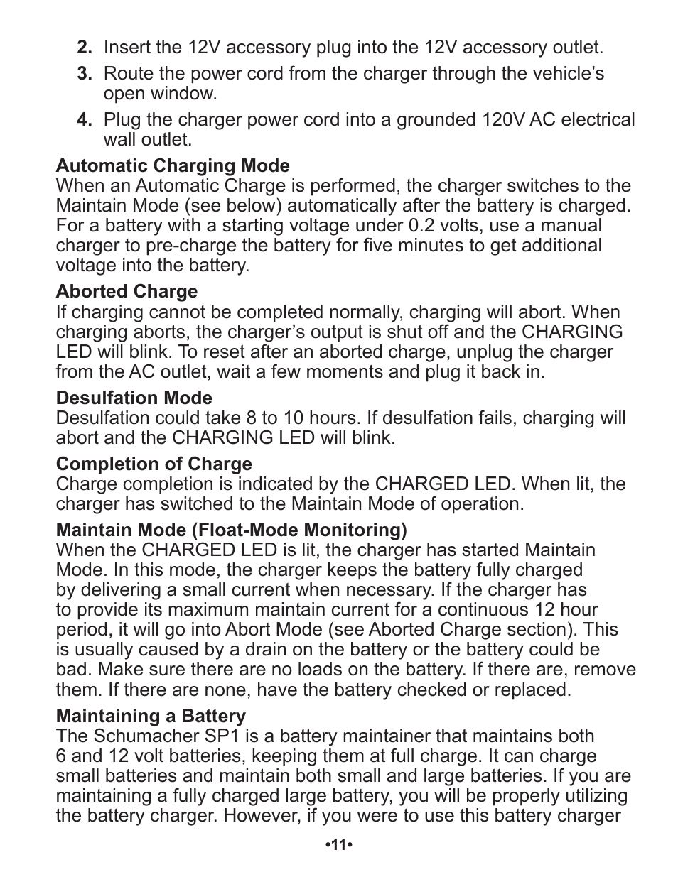 Schumacher Automatic SP1 User Manual | Page 12 / 43