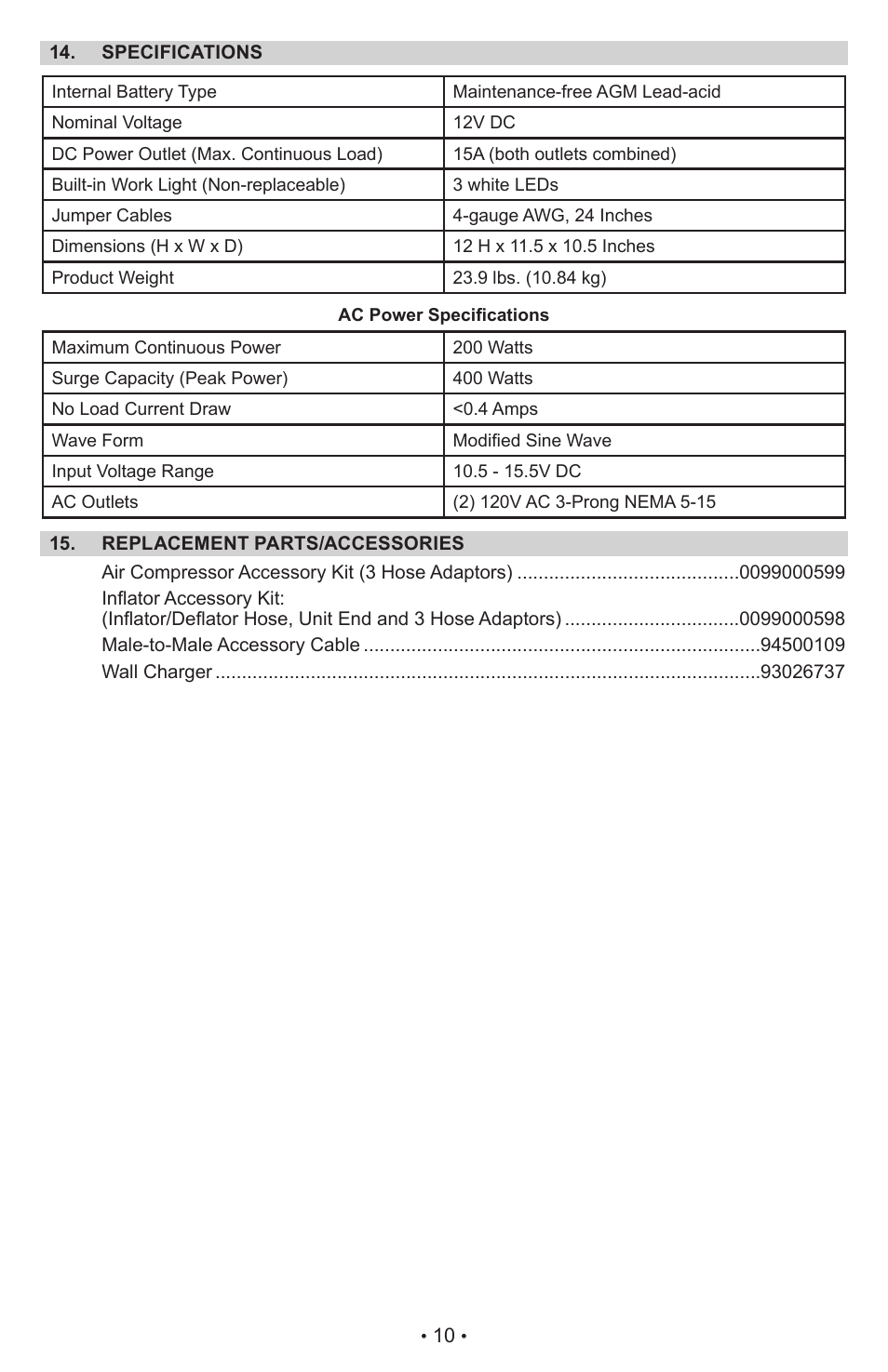 Schumacher XP2260 User Manual | Page 11 / 25