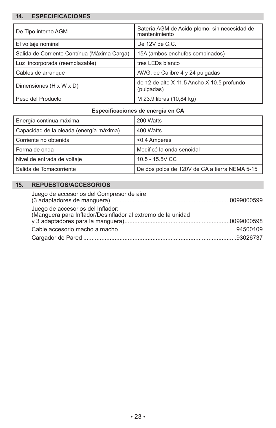 Schumacher XP2260 User Manual | Page 24 / 25