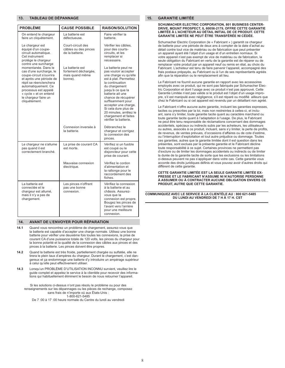 Schumacher Manual SE-1 User Manual | Page 8 / 8