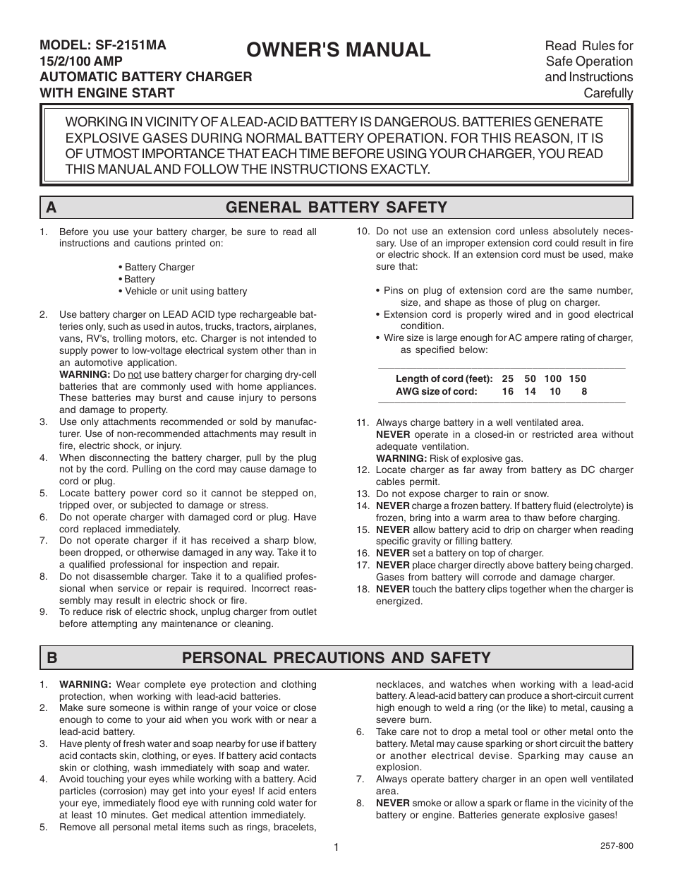 Schumacher SF-2151MA User Manual | 14 pages