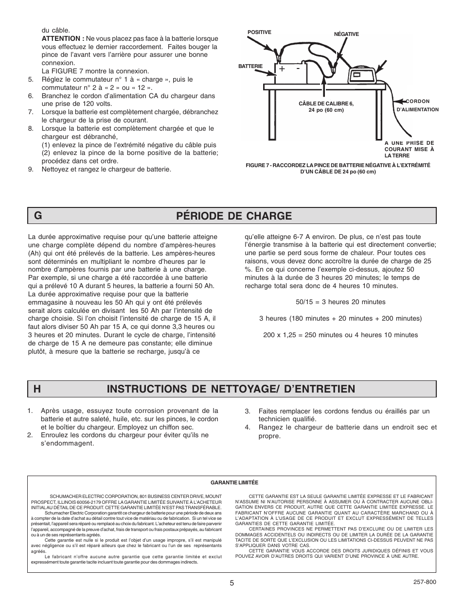 Période de charge g, Instructions de nettoyage/ d’entretien | Schumacher SF-2151MA User Manual | Page 13 / 14