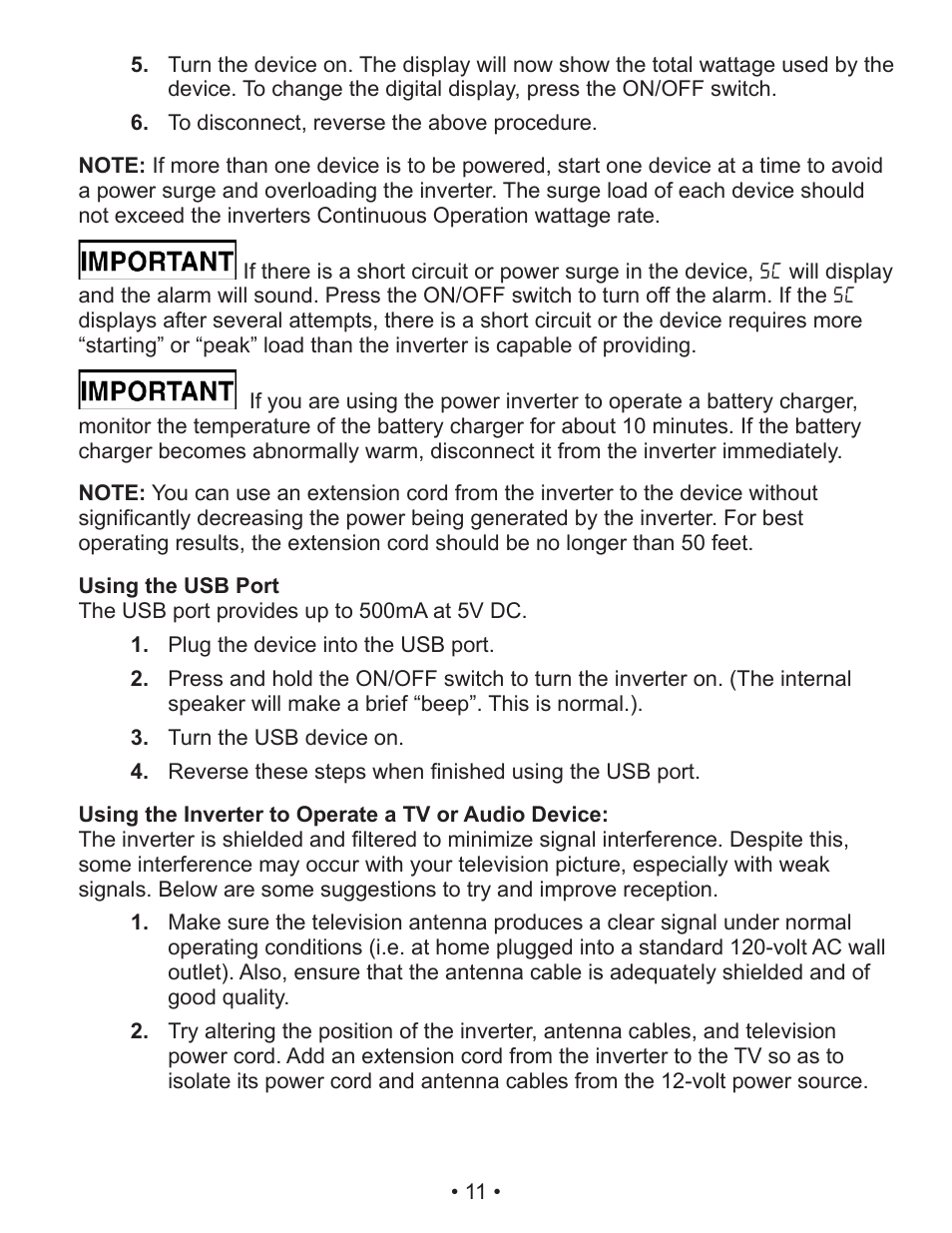 Schumacher Power Inverter PID-410 User Manual | Page 11 / 42