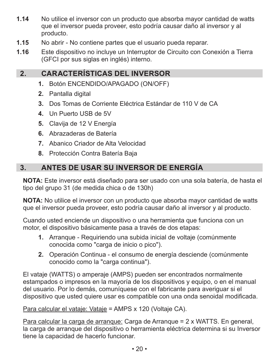 Schumacher Power Inverter PID-410 User Manual | Page 20 / 42