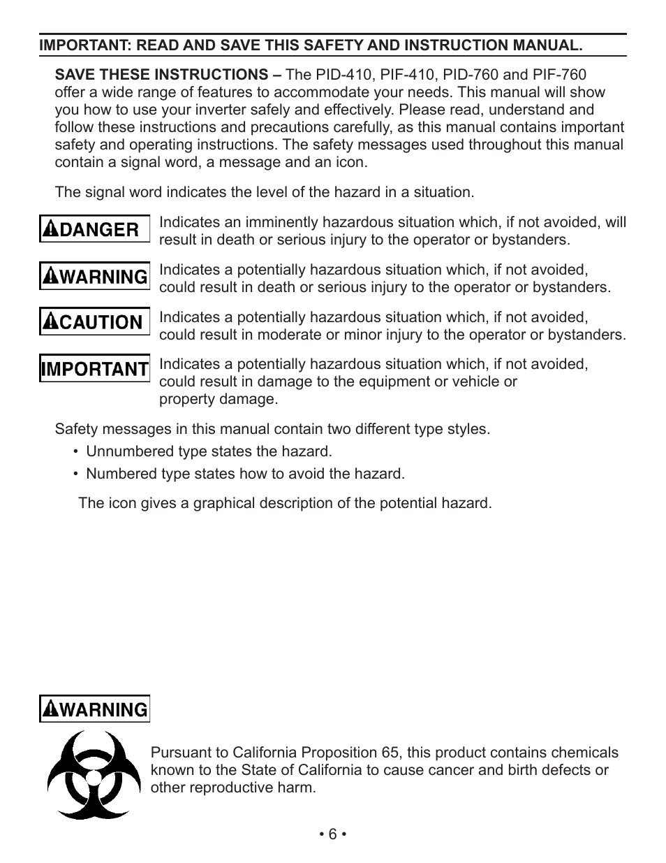 Schumacher Power Inverter PID-410 User Manual | Page 6 / 42