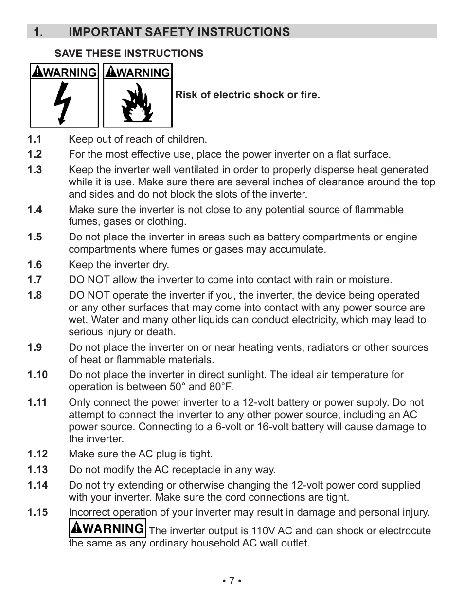 Schumacher Power Inverter PID-410 User Manual | Page 7 / 42