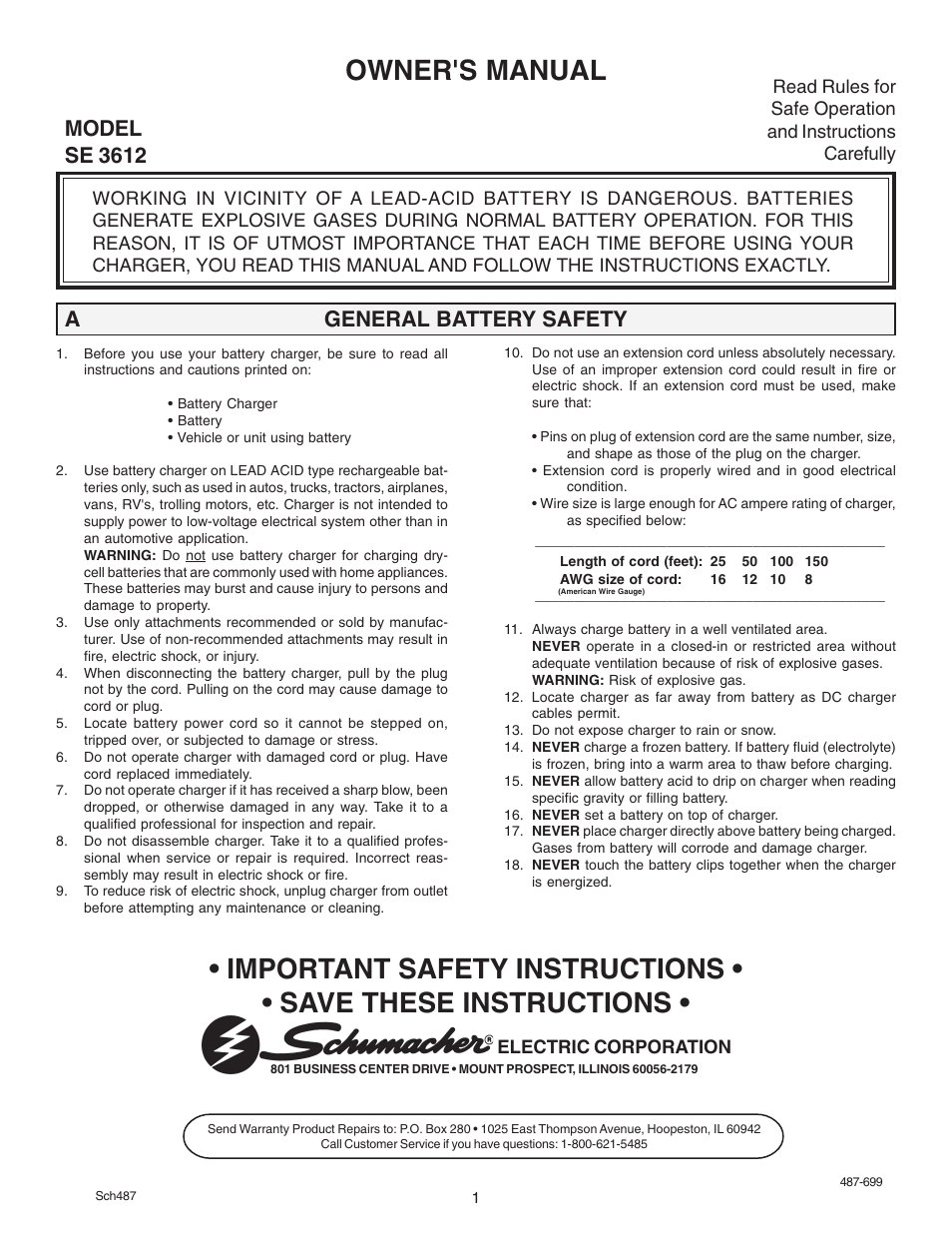 Schumacher SE 3612 User Manual | 8 pages