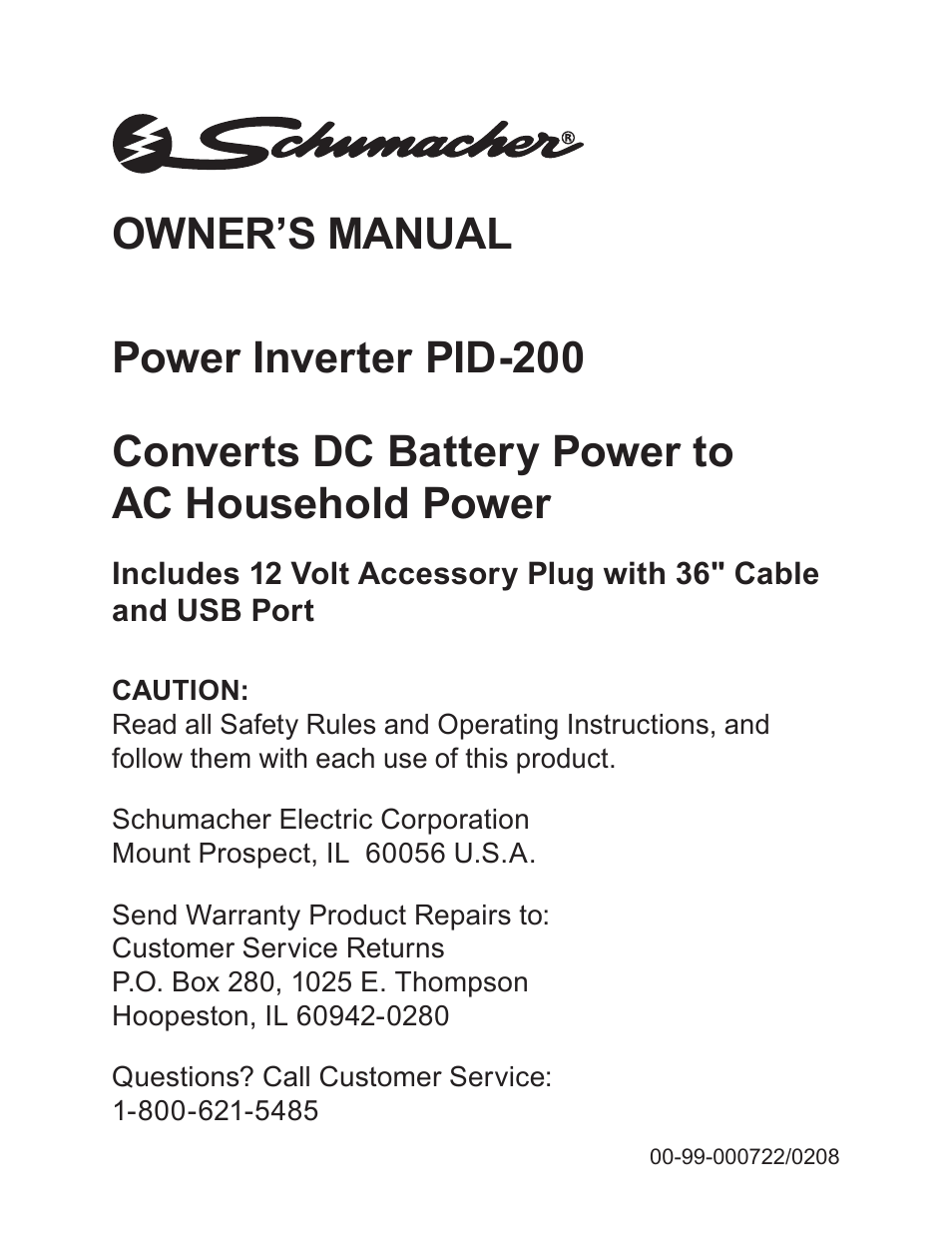 Schumacher PID-200 User Manual | 12 pages