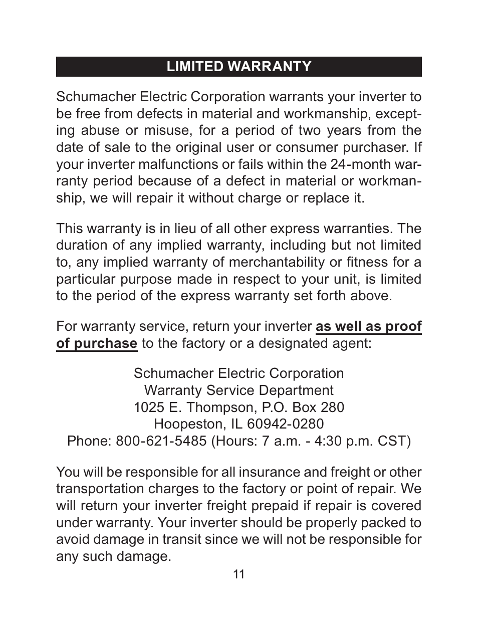 Schumacher PID-200 User Manual | Page 11 / 12