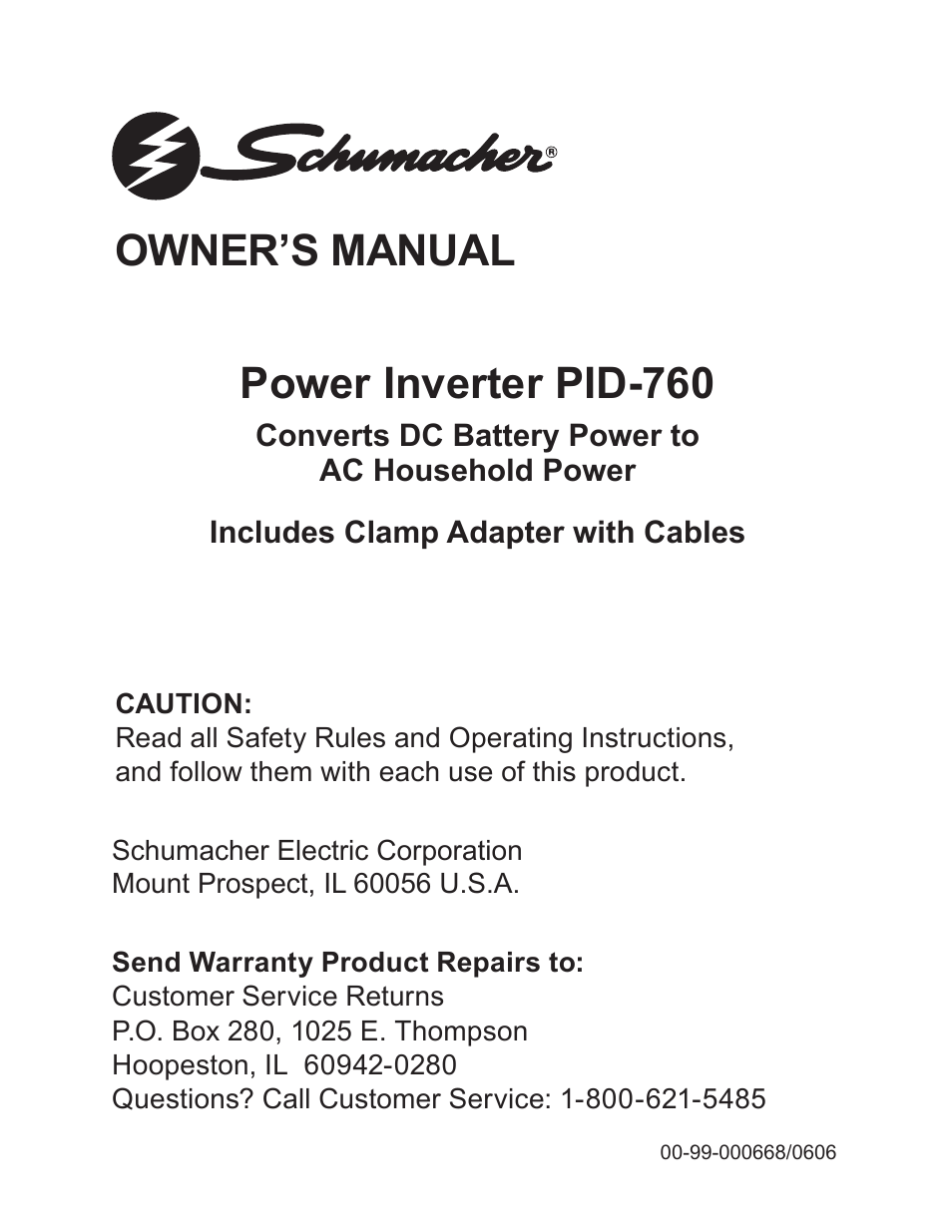 Schumacher PID-760 User Manual | 35 pages