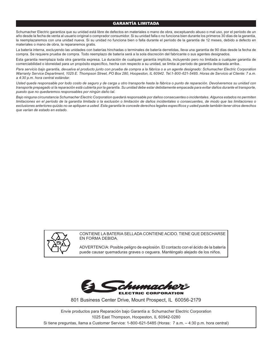 Schumacher IP-1825FL User Manual | Page 8 / 8