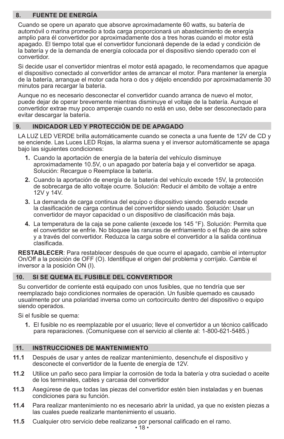 Schumacher Power Inverter PI-1000 User Manual | Page 21 / 28