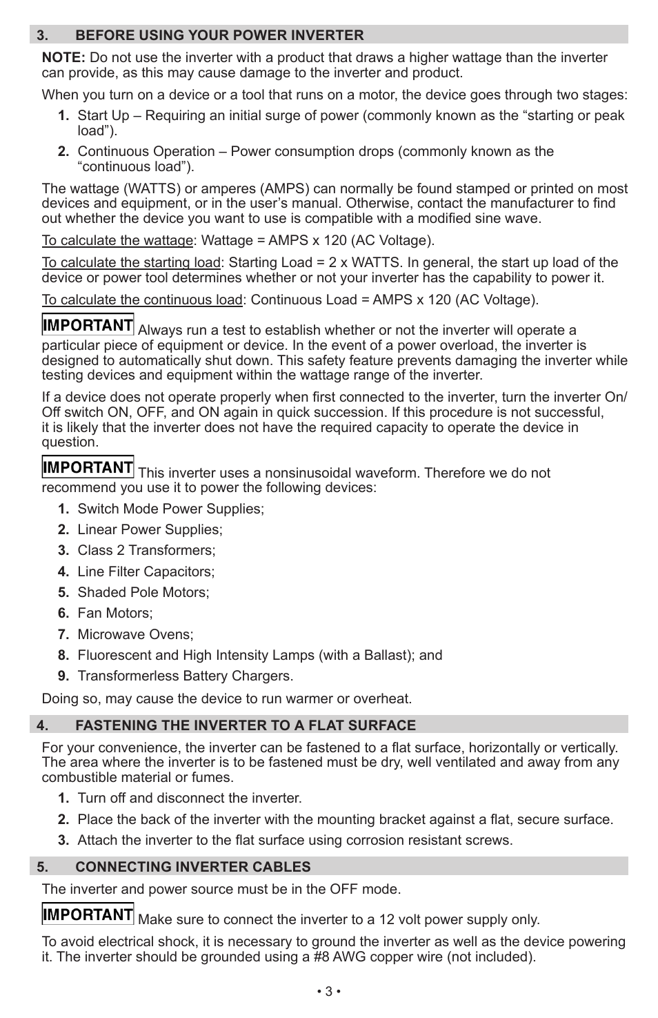 Schumacher Power Inverter PI-1000 User Manual | Page 6 / 28