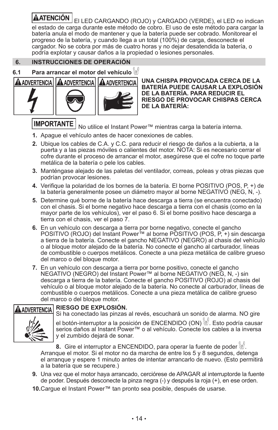 Schumacher Instant Power Jump Starter and DC Power Source IP-95C User Manual | Page 16 / 20
