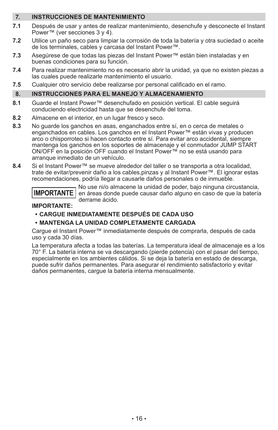 Schumacher Instant Power Jump Starter and DC Power Source IP-95C User Manual | Page 18 / 20