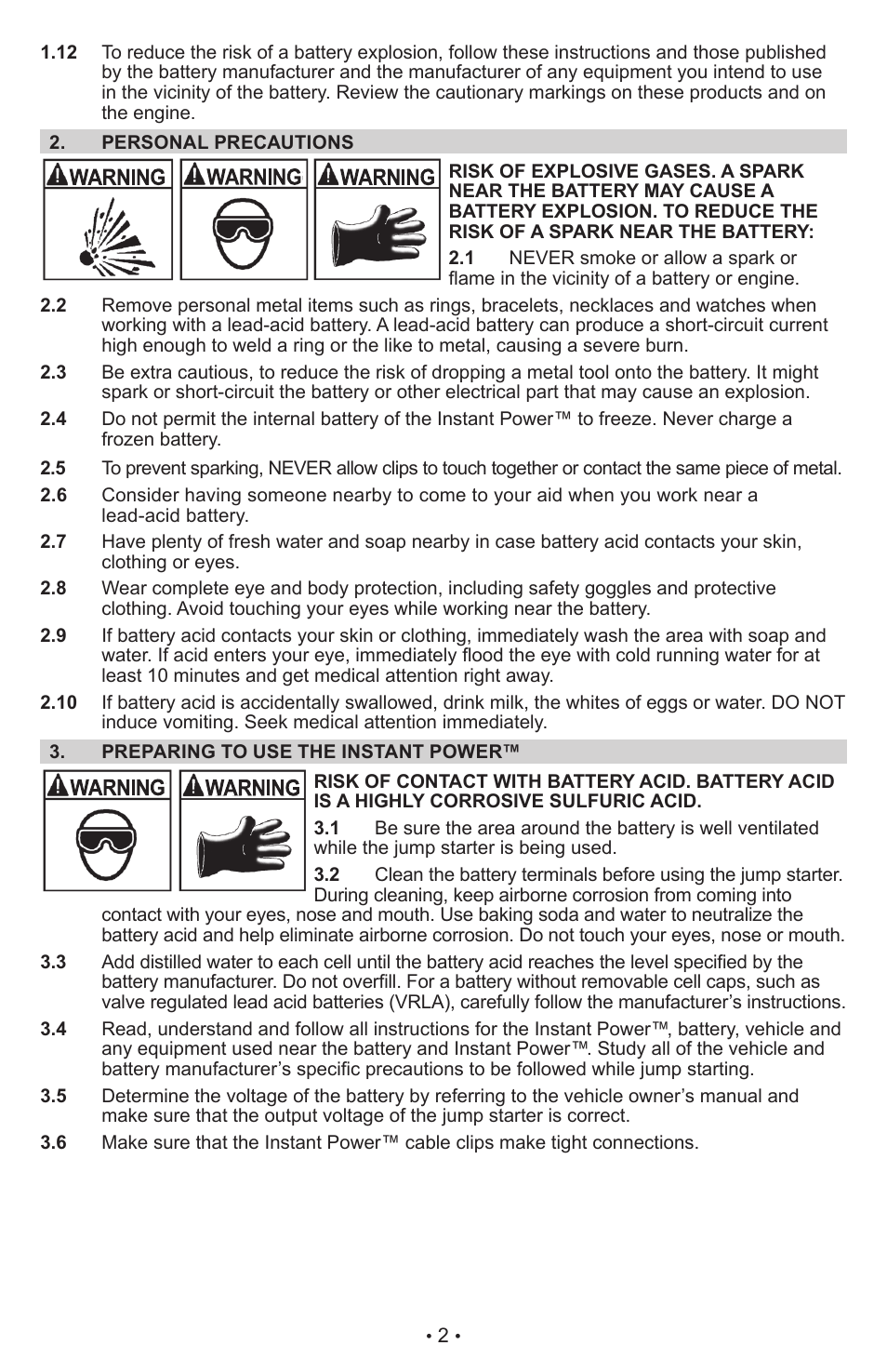 Schumacher Instant Power Jump Starter and DC Power Source IP-95C User Manual | Page 4 / 20
