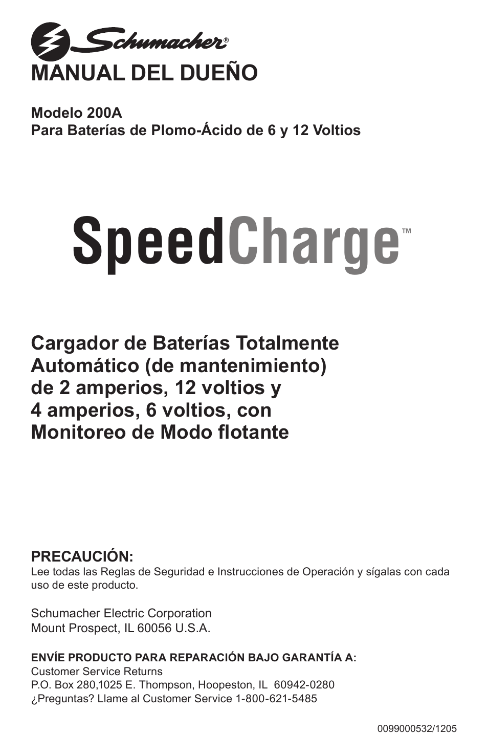 99-000532-1205_spanish.pdf, Speed charge, Manual del dueño | Schumacher 200A User Manual | Page 11 / 20