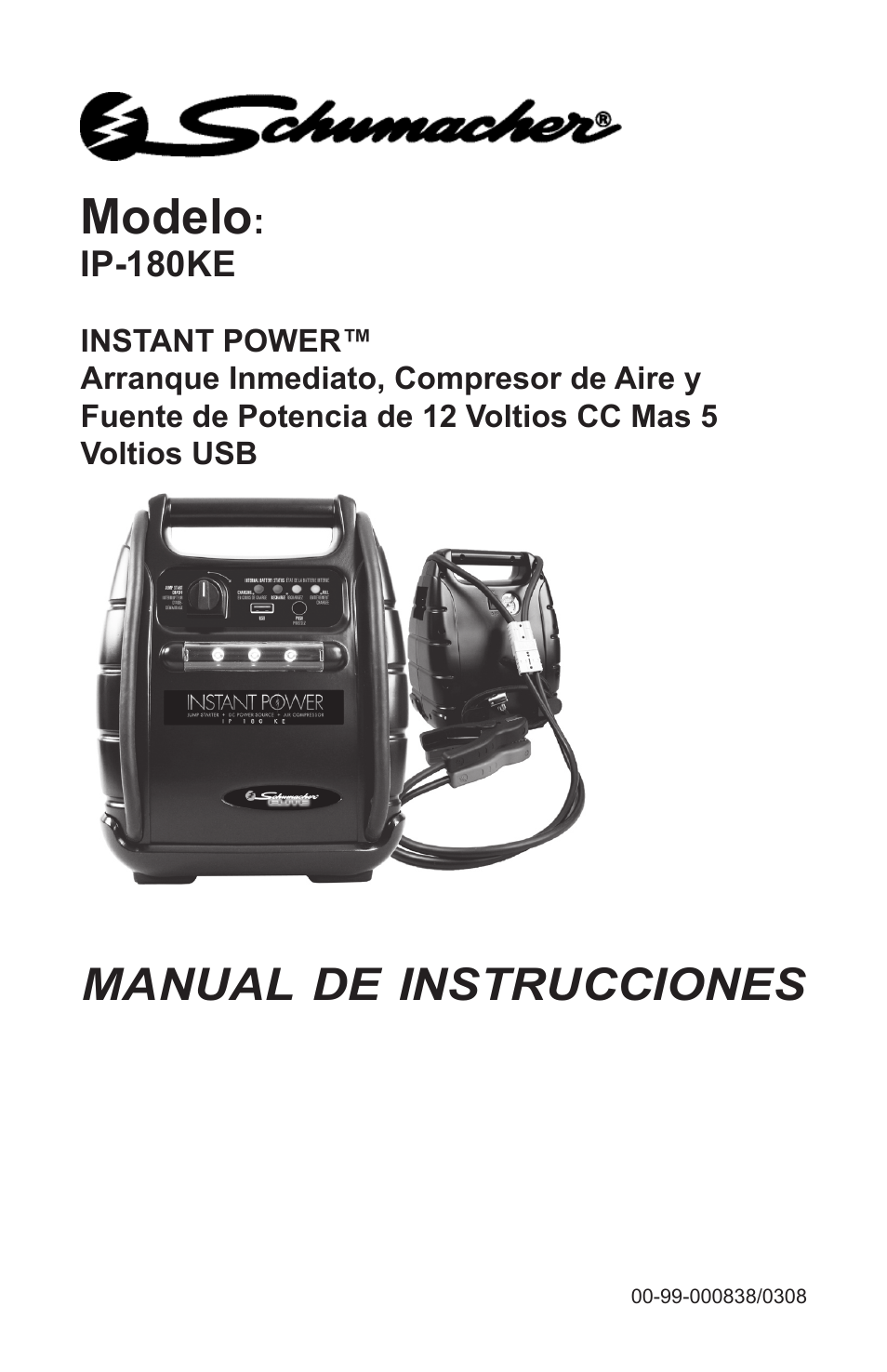 99-000838-0308 spanish, Modelo, Manual de instrucciones | Schumacher IP-180KE User Manual | Page 11 / 20