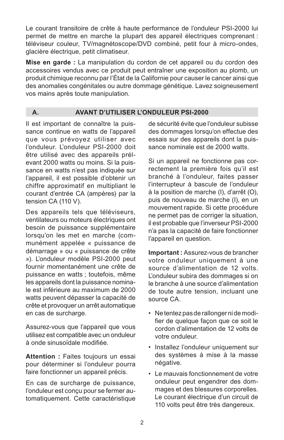 Schumacher PSI-2000 User Manual | Page 11 / 28