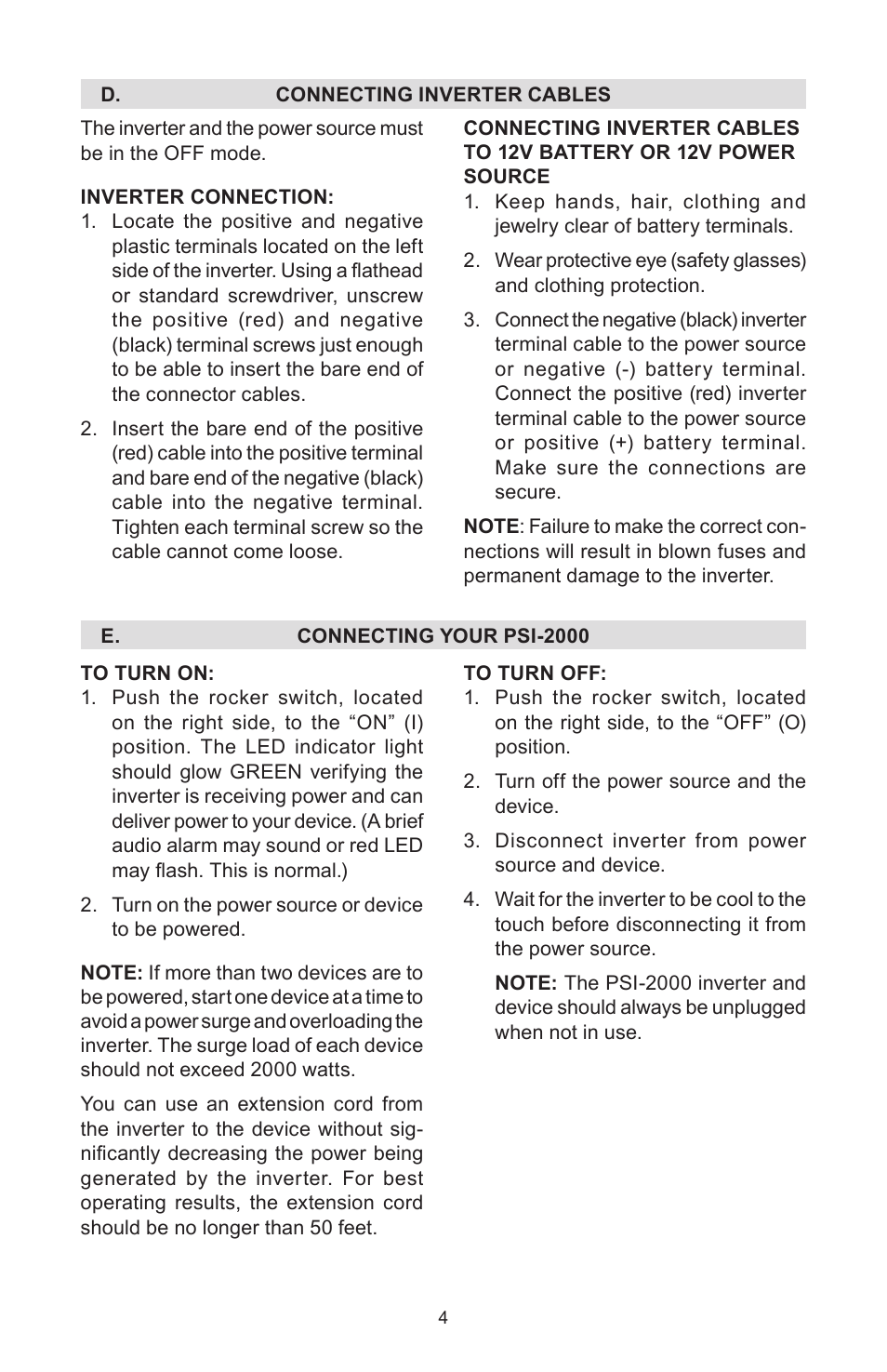 Schumacher PSI-2000 User Manual | Page 4 / 28