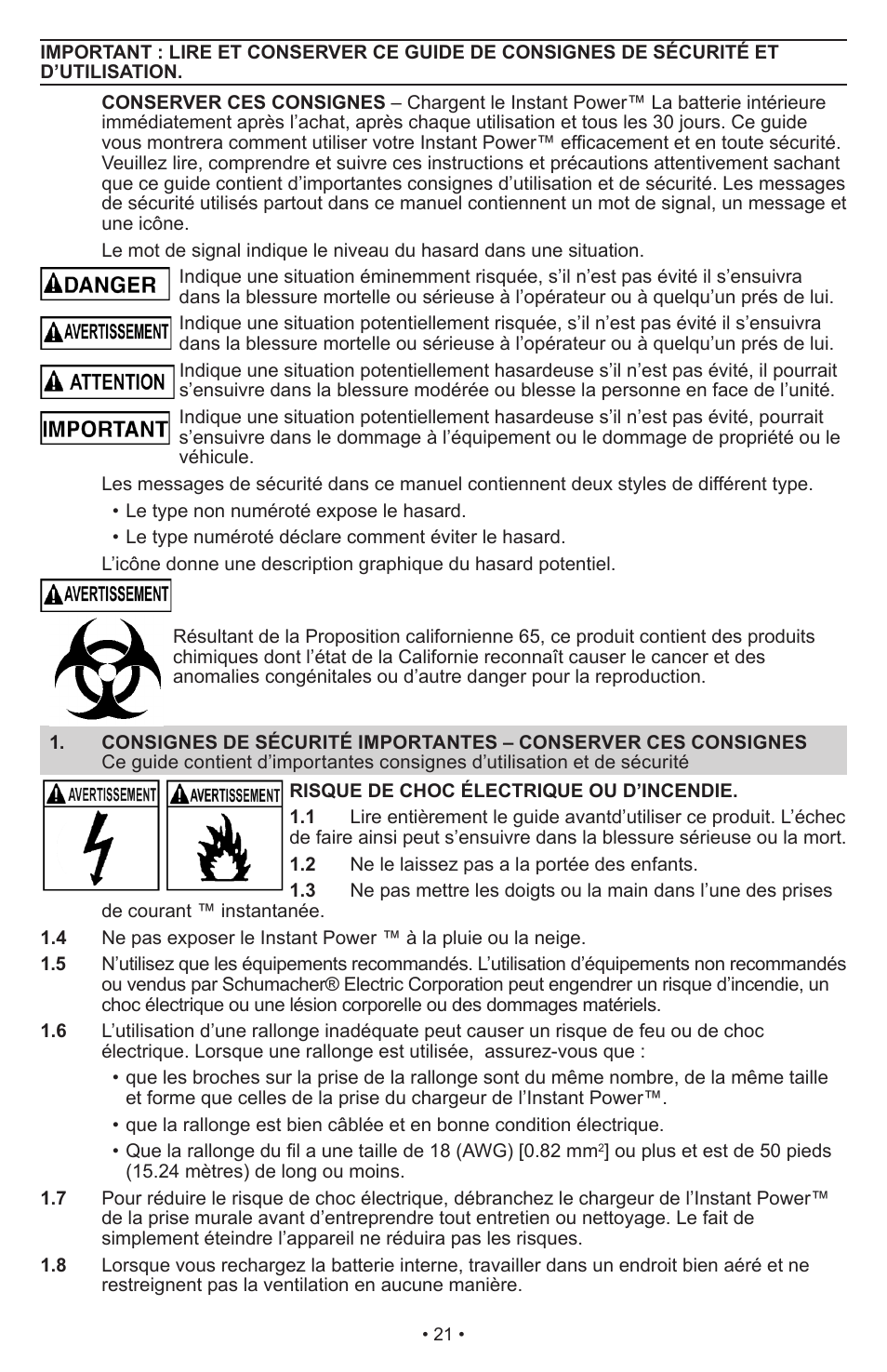 Schumacher Instant Power Jump Starter and DC Power Source IP-1850FL User Manual | Page 22 / 30
