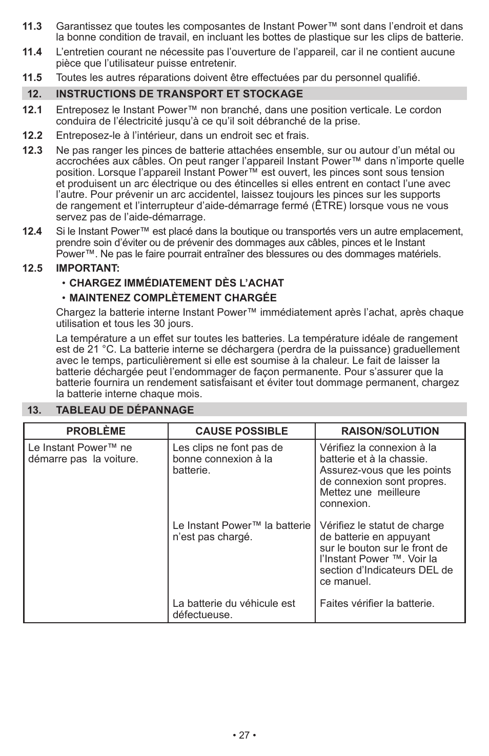 Schumacher Instant Power Jump Starter and DC Power Source IP-1850FL User Manual | Page 28 / 30