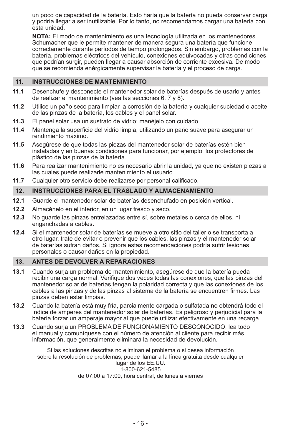 Schumacher Solar Battery Maintainer SP-200 User Manual | Page 16 / 24