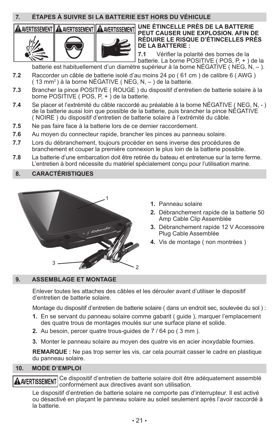 Schumacher Solar Battery Maintainer SP-200 User Manual | Page 21 / 24