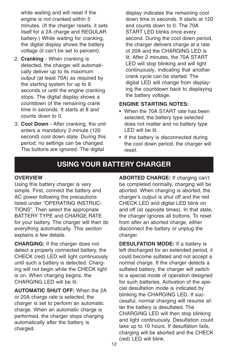 Using your battery charger | Schumacher 7000A User Manual | Page 12 / 16